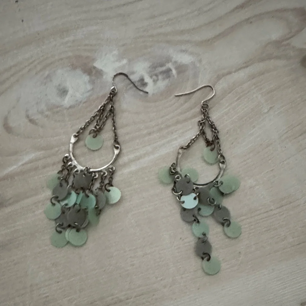 Elegant Silver and Mint Dangle Earrings